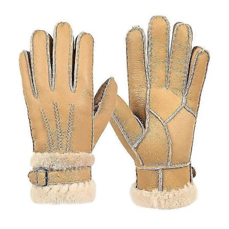 Starka fårskinnsull läderhandskar vantar för män M2st Khaki