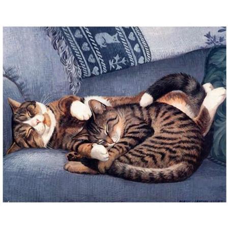 Full 5d Diy Diamond Painting Cross Stitch Cat Broderi Mosaic Rhi Som På Bilden 1 20x30cm