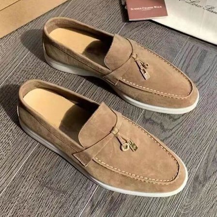 Sommarsko för kvinnor Loafers Mockasin i mocka med lås, bekväma mjuka sulor, platta skor i plusstorlek