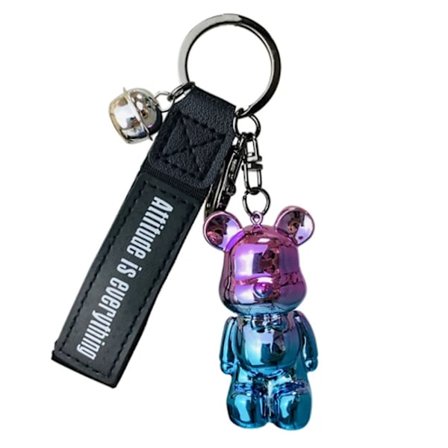 Fargerik tegneserie sløyfe voldelig bjørn bjørn nøkkelring dame mote søt nett rød bilnøkkel ornament veske anheng (rosa blå),