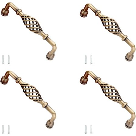 4 stk. Qing antikke møbelhåndtak, fugleburport håndtak, metall