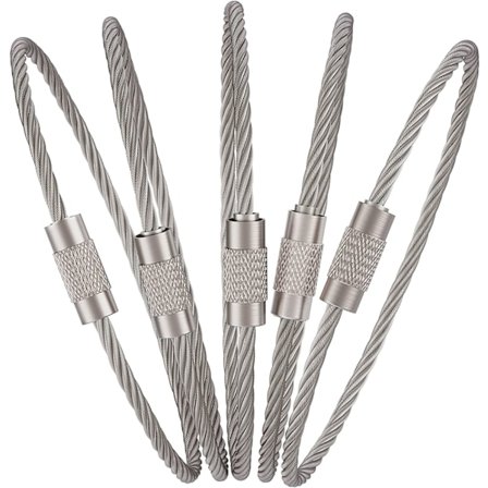 20 stk. nøkkelring i rustfritt stål med stor kabel