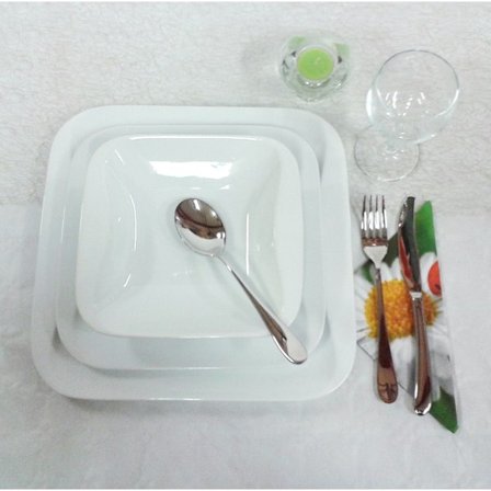 Ruokailuvälineet posliinia, pyöristetyt reunat - VM19 - 12 kappaletta