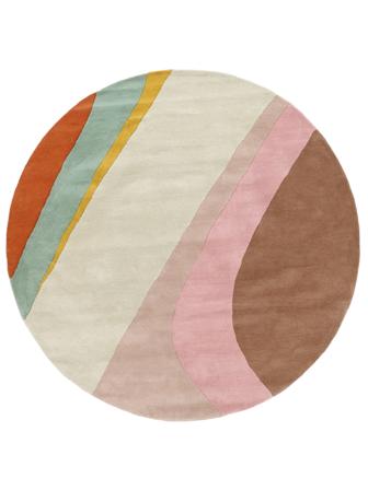 Shaggy Rug Wool Ø 200 Dynamic Handtufted Pink Round