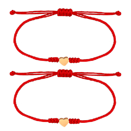 Rött rep armband Rött skyddande armband Mor-dotter armband Matchande hjärtaformade röda linje vänskapsarmband Ungdoms present (guld)