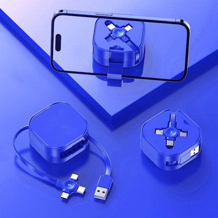 Macaron Teleskopiskt Förvaringsställ 3-i-1 Laddningskabel, 1-till-3 Datakabel