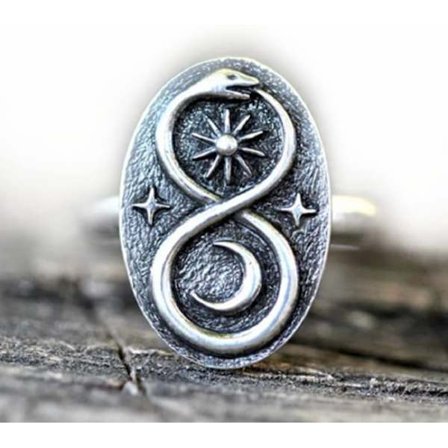 Vintage Cobra Sol Måne Stjärna Sol Måne Stjärna Ring Precious Fashion