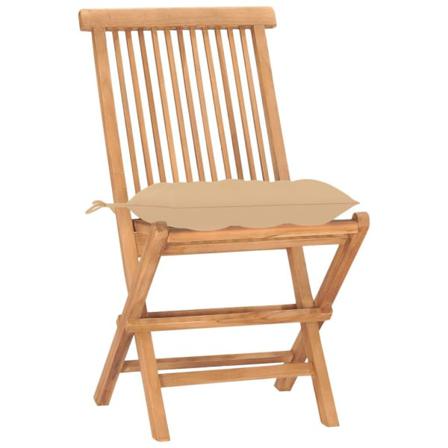 Vidaxl Hopfällbar Matgrupp Med Dyna För Trädgården 3 Delar Massi Beige