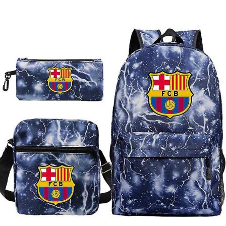 Lel Messi Ryggsekk Rundt Lel Messi Studentveske Skulderveske Blyantveske Sett med . Lightning blue pattern 4 three piece suit