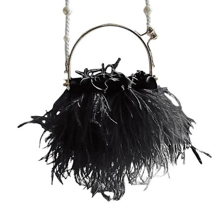 Kvinnors Afton Clutch Väska Strutsfjäder Kedja Axelväska Fest Bröllop Handväska