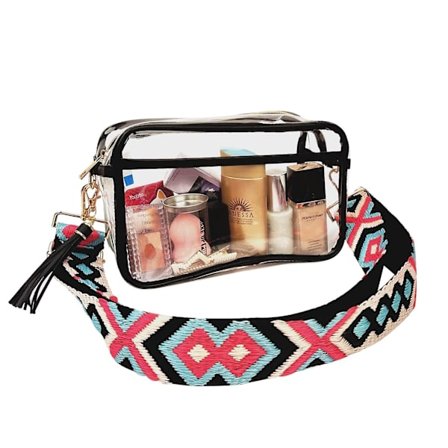 Genomskinlig handväska för kvinnor, genomskinlig väska godkänd för stadion, genomskinlig väska för konserter, festivaler, sportevenemang