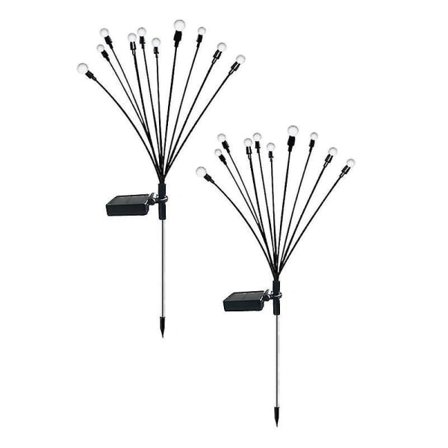 2 Pakke 10 Solcelle-ildfluer Lys, 10 LED Udendørs Vandtætte Sol Svingende Have Lys