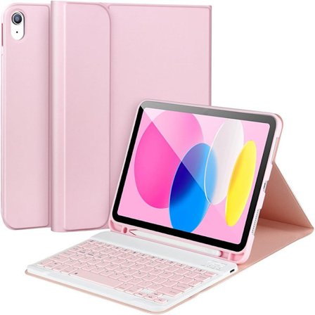 Etui til iPad (A16) 11./10. generation (2025/2022) med Bluetooth-tastatur, slankt folio-stativ, beskyttende tabletcover - Blyant ikke inkluderet