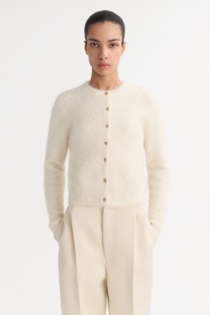 Soft Goat - Alpaca cardigan - Women cashmere sweater - M - Feather White