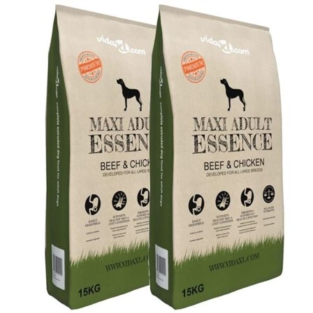 vidaXL Premium Hundmat torr Maxi Adult Essence Beef&Chicken 2 st 30 kg