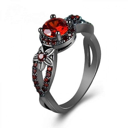 Fingerringar CZ Mode Rund Röd Rubin Ring Dam Bröllopssmycken