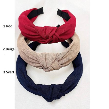 Handgjord Röd Diadem (Nr 1) med knyted tyg C:a 39 cm. omkreta