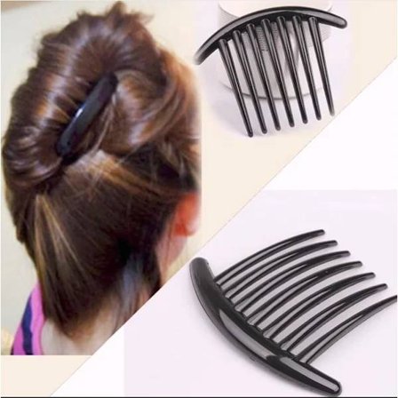 Hårkam 2-pak Plast Sidekam Hår Twist Kam Fransk Twist Kam Hårspænder med Tænder til Fint Hår Tilbehør til Kvinder Piger, Sort