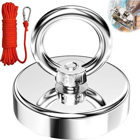 Kalastusmagneetti 75mm 230KG 6mm x 10m Köydellä Ulkoilmaseikkailuun