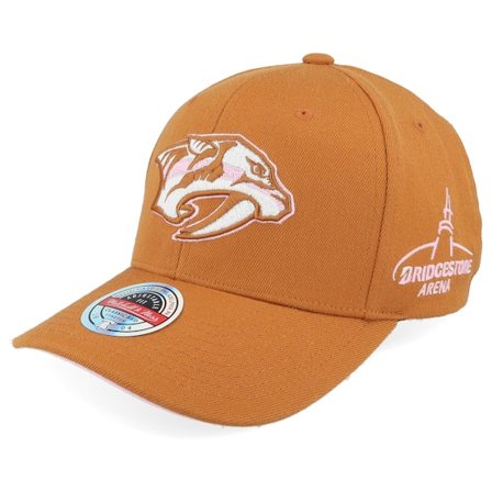 Mitchell & Ness - Hatstore Exclusive x Nashville Predators Knockout Peach Tan/Pink Adjustable Adjustable Brown Cap - NHL @ Hatstore