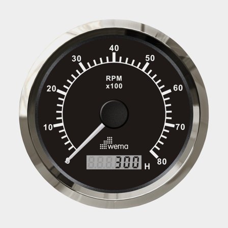 Varvräknare 8000 varv med timräknare svart Silverline