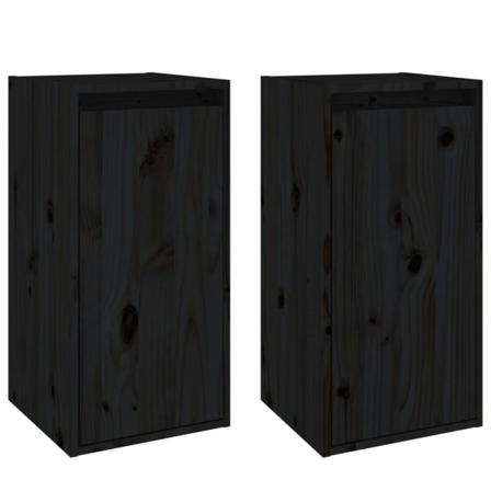 Vidaxl Väggskåp 2 St Svart 30x30x60 Cm Massiv Furu Svart
