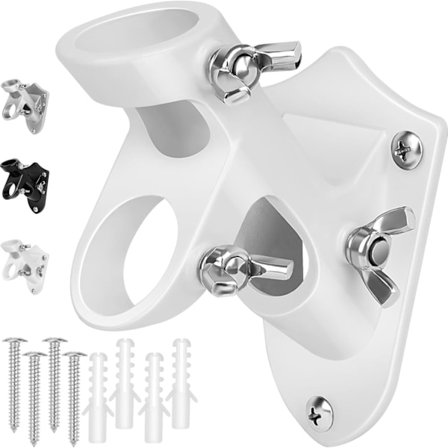 Kraftig Flaggstångshållare i Aluminiumlegering - Dubbel Position 1 Tum Vit, Rostfri Utomhusflagghållare för Hus