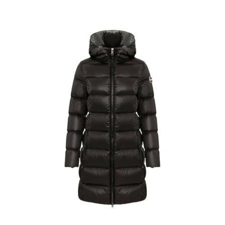 Colmar Long Iridescent Down Jakke with Fixed Hood Sort, Dame