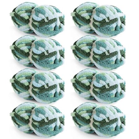 8-pack Jätte Tjock Garn för Virkning, Super Tjockt Stort Mjukt Fluffigt Garn, Tie Dye Plysch Fuzzy Garn, Blandade Färger Tjockt Chenille Garn för Hand