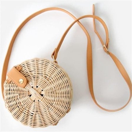 Halmveske Mote Rund Flettet Skulderpose Casual Sommer Strand