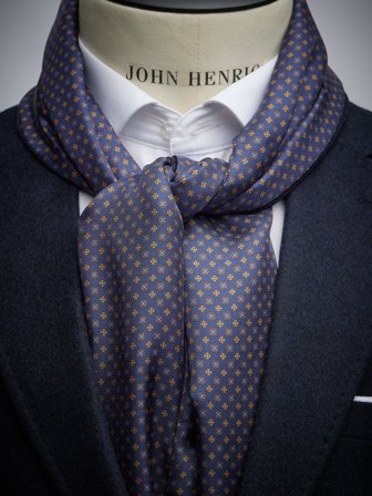 John Henric Men's Marineblauer Schal aus Wolle & Seide Size Onesize