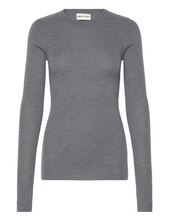 Essalvie - Ls Top Knit Solid F Grey Enkel Studio