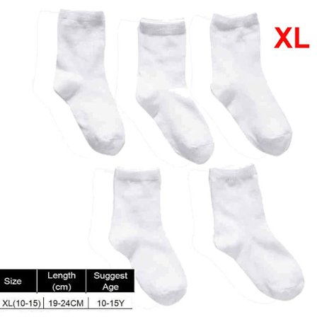 5 Par Børns Ren Vit Sokker Baby Dreng Pige Ensfarvet Åndbar Bomuld Sport Vår XL