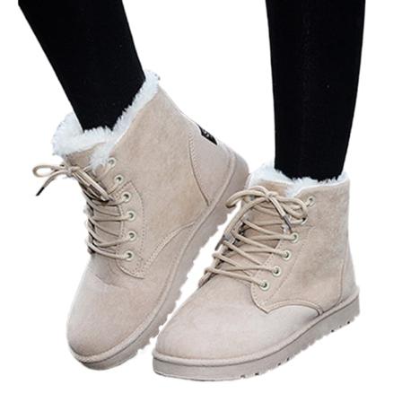 Vinterstøvler for kvinner med sklisikker såle, kaldt vær, plysjfôr, snøstøvler, beige Beige 36