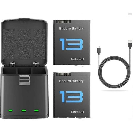 För Gopro Hero 13 Batteri 2-Pack 2100mAh och USB-lagring 3-kanals Snabbladdare Fullt Kompatibel med Go Pro Hero 13 Black
