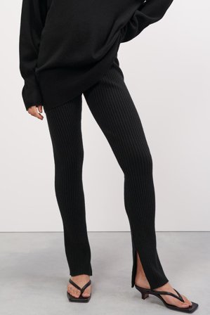Soft Goat - Ribbed Leggings - M - Black