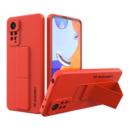 Wozinsky Kickstand Case silikoni kotelo jalusta Xiaomi Redmi Note 11 Pro punainen