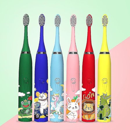 Barn Elektrisk Tandborste Oral Care Tandrengöring USB Laddning Med 6 Extra Huvuden