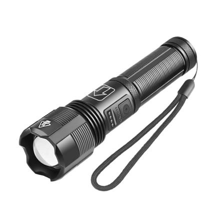 Super kraftig oppladbar LED lommelykt, 5 moders zoom blits for