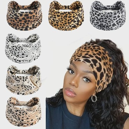Bredt Hodebånd Kvinner Knutet Turban Hodebånd Elastisk Sklisikkert Hårbånd Bohemsk Stil Turban Fitness Leopardtrykk Yoga Bomulls Hårskjerf