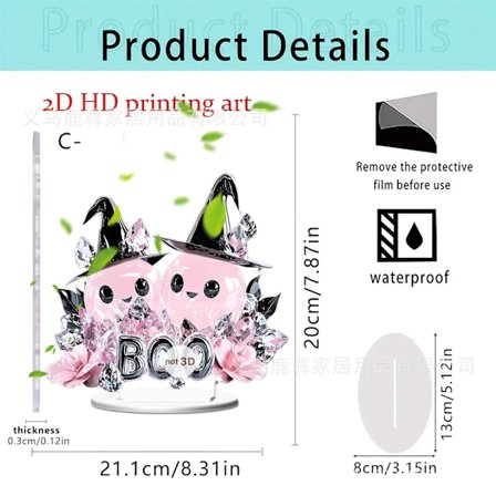 Halloween Elegant Pink Pumpkin Car 2D Flad Boligstue Studie Skrivebord Ornamenter Rekvisitter