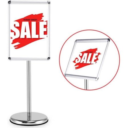 A3 stående plakatholder Stående skærm Højdejusterbar 89,5cm-134CM 360 graders rotation i rustfrit stål. Penge