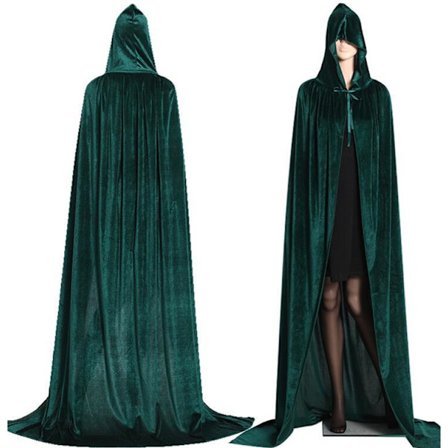 Halloween Kappe med Hætte i Lang Fløjl - Voksen Vampyr Kappe