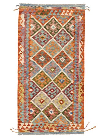102X200 Tapis D'orient Kilim Afghan Old Style Marron/Rouge Foncé (Laine, Afghanistan)