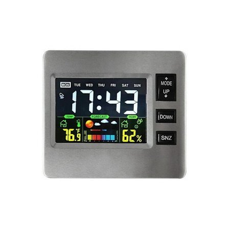 Trådløs digital vejrstation med farveskærm til vejrudsigt med indendørs sensor, temperatur og luftfugtighed
