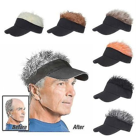 Golf Baseball Cap Med Falskt Hår Cap Solskärm Roliga Toupee Hattar Herr Spikad