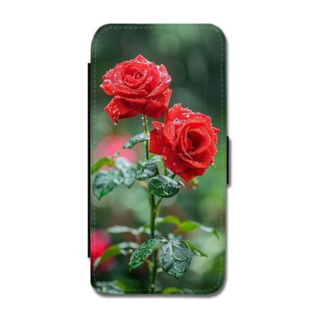 Blommor Röda Rosor iPhone XR Flip Mobilfodral