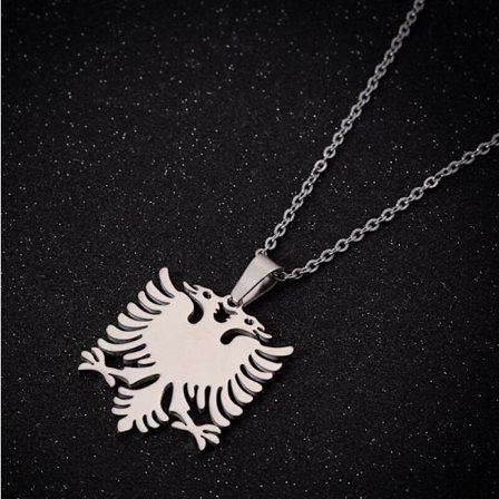 Necklace with shenja e flamurite Albanian eagle gold plated & silver