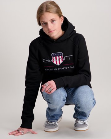 GANT ARCHIVE SHIELD HOODIE Noir Sweats à capuche Fille - Kids Brand Store