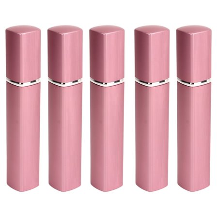 5 st Resesprayflaskor Eletrolytisk aluminium 12 ml påfyllningsbara parfymflaskor Slitstark parfymförstörare med fickor för resande camping Rosa